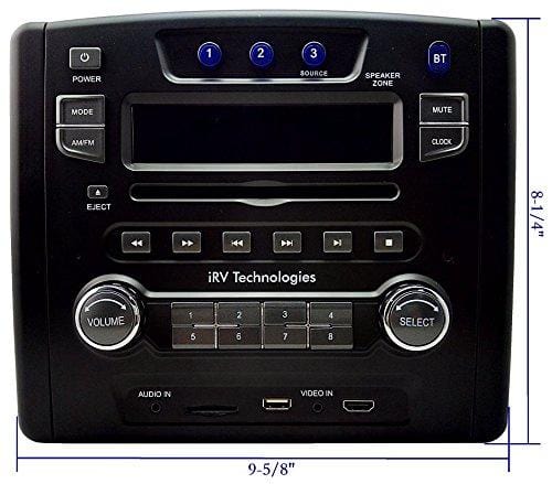 iRV Technology iRV34 AM/FM/CD/DVD/MP3/MP4 /USB/SD/HDMI/Digital2.1/Surround Sound/Bluetooth 3 Zones Wall Mount RV Radio Stereo