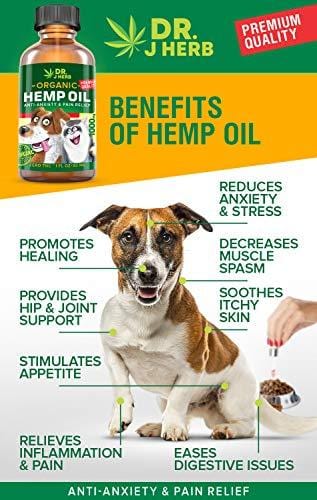 Hemp Oil for Dogs Cats Full Spectrum Organic Hemp Extract Drops 1000 mg Made in USA Natural Dog Pain Relief Pet Stress & Anxiety Calming Support Health Easily Apply to Treats Pet Hemp Oil