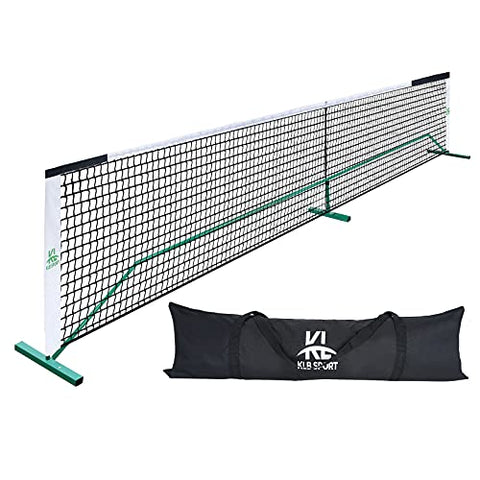 KL KLB SPORT Portable Pickleball Net System Regulation Size Net Set 22FT for Indoor and Outdoor, Designed for All Weather Conditions with Steady Metal Frame, Strong PE Net and 600D Carrying Bag