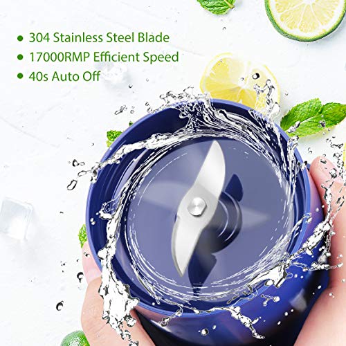 Portable Blender Mini Personal Blender, Godmorn Juicer Smoothie Blender Smoothie Maker Cordless Small Juicer Cup Mixer, USB Rechargeable BPA Free,10oz/300ml, Home Outdoor Travel Office, Blue