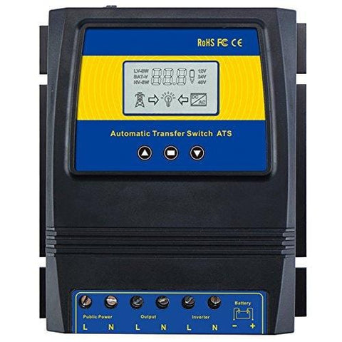 MOES Dual Power Controller 50A 5500 Watt Automatic Transfer Switch for Off Grid Solar Wind System ATS DC 12V 24V 48V AC 110V 220V