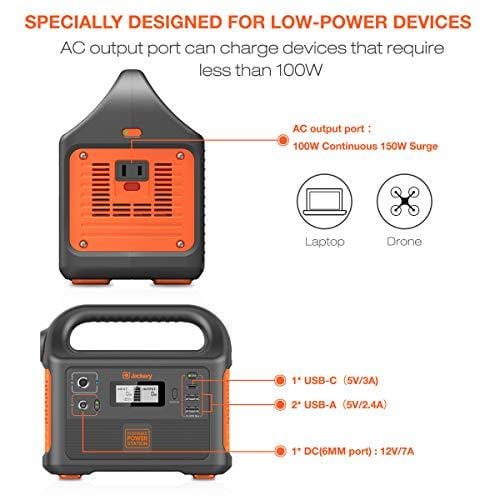 Jackery Portable Power Station Explorer 160, 167Wh Solar Generator Lithium Battery Backup Power Supply with 110V/100W(Peak 150W) AC Outlet for Outdoors Camping Fishing Emergency