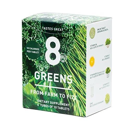 8Greens Effervescent Super Greens Dietary Supplement - 8 Essential Healthy Real Greens in One (6 Tubes / 60 Tablets)