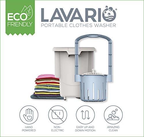 Lavario Portable Clothes Washer (Manual Non-Electric Portable Washing Machine for Camping, Apartments, RV's, Delicates)