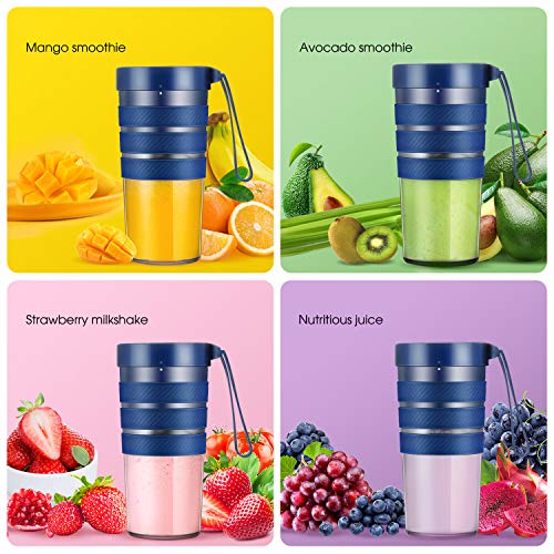Portable Blender, Mini Smoothie Blender with Rechargeable Battery 7.4V Strong Power, 10oz Cordless Personal Blender Fruit Juicer Mixer for Office Gym Outdoors Travel, IP68 Waterproof, BPA Free