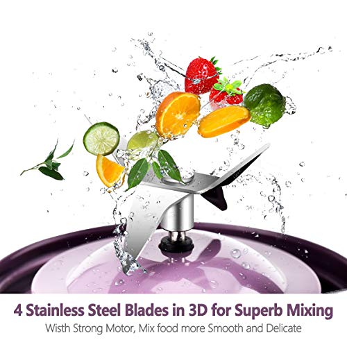 Kacsoo Portable Smoothie Blender, M650 USB Blender for Shakes and Smoothies, Fruit Mixer Juicer Cup, Multifunctional Single Serve Personal Travel Blender, with 5200 mAh Rechargeable Battery, FDA BPA Fre (Purple)