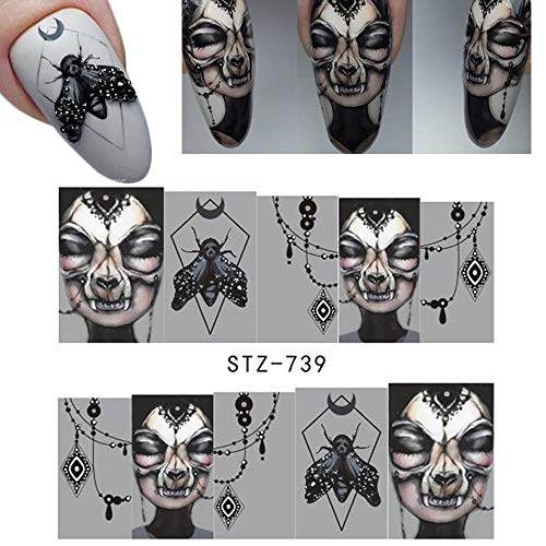 Halloween Nail Stickers Day of the Dead Nail Art Accessories Decals 25 Sheets Ghost Skull Eye Clown Hulk Water Transfer Nail Art Stickers for Halloween Party Supply Fingernails Toenails Decorations