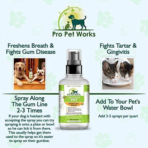 Premium Pet Dental Spray & Water Additive for Dogs Cats and Small Animals [8 OZ]-Dog Dental Care for Bad Pet Breath-Oral Mouth Care Fights Tartar, Plaque, Gum Disease-Dog Toothpaste Deodorizer Chews