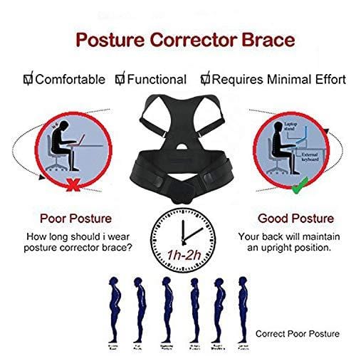 QNTICH Back Brace Posture Corrector Fully Adjustable Support Belt Improves Posture and Provides Lumbar Back Brace Lower and Upper Back Pain Relief Upright Go Posture (Large(27"-35"Waist))