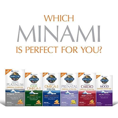 Garden of Life Omega 3 Fish Oil with Vitamin D Once Daily - Minami Platinum Natural Brain Function, Heart and Mood Supplement, 60 Softgels