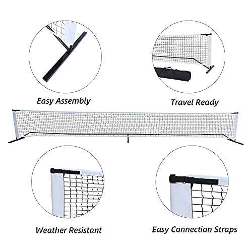 YOLENY Portable 22 FT Pickleball Net Set with Carrying Bag, Steel Frame Weather-Proof, Outdoor Games for Kids and Adults, Pickleball Game Set Regulation Size for Lawn, Playground, Beach, Driveway