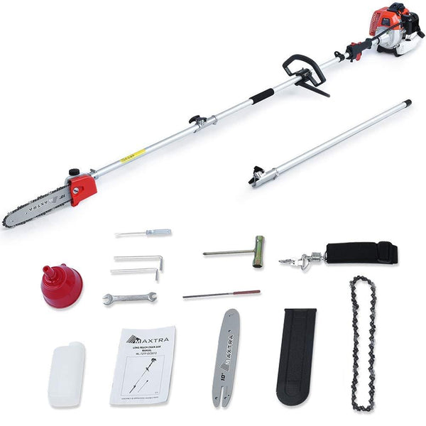 MAXTRA Pole Saw,Powerful Gas Pole Chainsaw 42.7CC 2-Cycle 8.2 FT to 11.4 FT Cordless Extension Pole Saw Tree Trimmer Long Reach Saw with Carry Bag