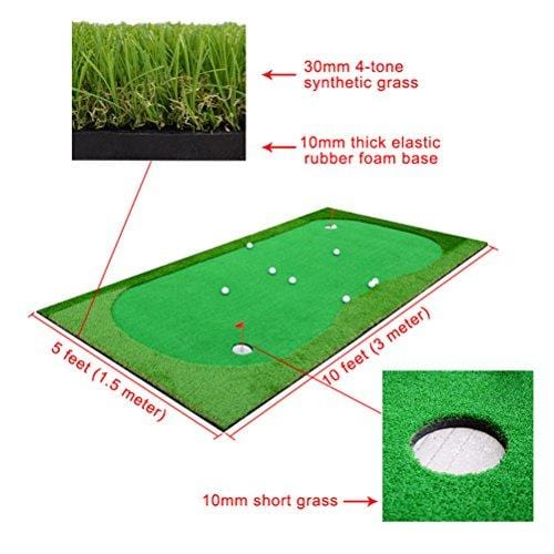 77tech Golf Putting Green System Professional Practice Green Long Challenging Putter Indoor/Outdoor Golf Training Mat Aid Equipment (5ftx10ft Large) [product _type] 77tech - Ultra Pickleball - The Pickleball Paddle MegaStore