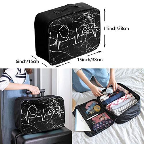Pickleball Heartbeat Luggage Bag Capacity Portable Large Travel Duffel Bag Cosmetic Makeup