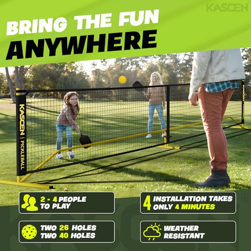 KASCEN Pickleball Net - Pickleball Net for Driveway, 22FT USAPA Portable Pickleball Set with Net, Pickle Ball Net with 4 Pickleballs & Carry Bag, Pickle Ball Net for Outdoor Indoor Court Backyard