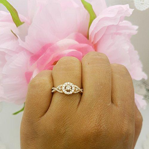 Dazzlingrock Collection 0.50 Carat (ctw) 10K Champagne & White Diamond 3 Stone Engagement Ring 1/2 CT, Rose Gold, Size 7