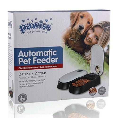 PAWISE Automatic Pet Feeder 2-Meal Food Dispenser Timed Food Bowl for Dogs Cats
