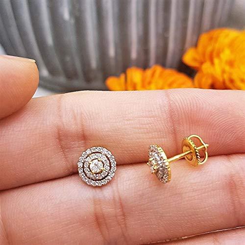 Dazzlingrock Collection 0.41 Carat (ctw) 14K Round Cut White Diamond Ladies Halo Style Stud Earrings, Yellow Gold
