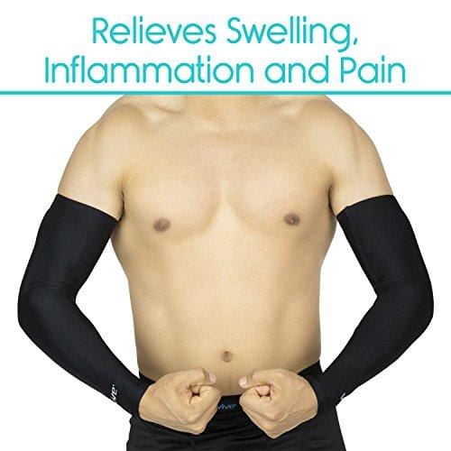 Vive Basketball Sleeve (Pair) - Long Arm Compression Elbow Support Wrap- UV Sun Protection for Shooting, Baseball, Football, Crossfit, Golfing, Running - Men and Women