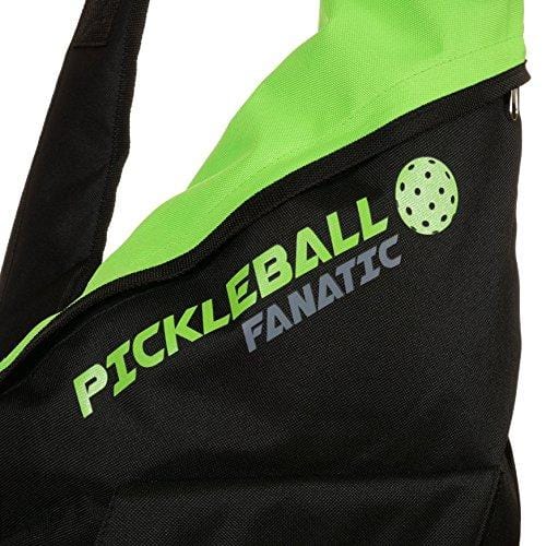 Pickleball Fanatic Sling Bag with Pockets for Paddles, Balls, Gear, and Water Bottle (Green/Black)