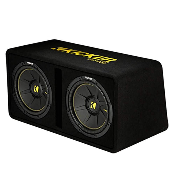 Kicker Dual 10-Inch 1200 Watt 2 Ohm Vented Loaded Subwoofer Enclosure, 44DCWC102