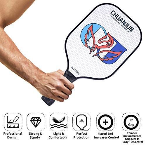 Chuanjun Pickleball Paddle Set - 2 Premium Graphite Rackets Honeycomb Composite Core Balls, Ultra Cushion Grip, Lightweight with Cover, Pickleball Racquet for Men Women Kids Indoor Outdoor