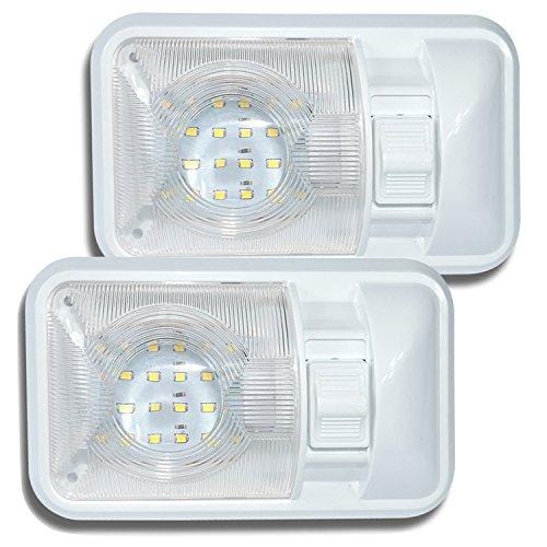 Leisure LED 2 Pack 12V Led RV Ceiling Dome Light RV Interior Lighting for Trailer Camper with Switch, Single Dome 280LM