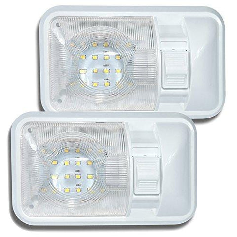 Leisure LED 2 Pack 12V Led RV Ceiling Dome Light RV Interior Lighting for Trailer Camper with Switch, Single Dome 280LM