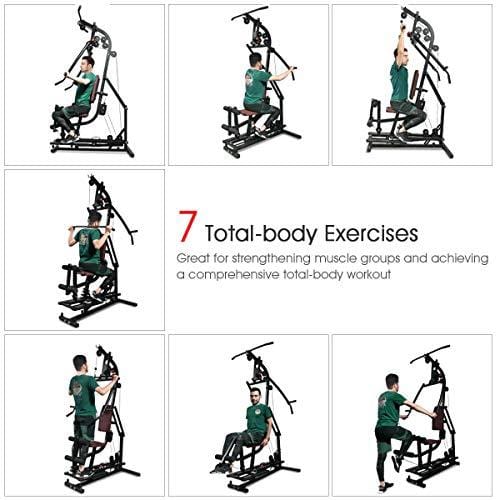 GOPLUS Multifunctional Trainer Free Weight Strength Training Home Gym Station Workout Machine for Total Body Training Max Load 330LBS (Black)
