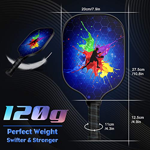 Soraken Pickleball Paddles, Pickleball Paddle with Carbon Fiber Surface and Polypropylene Honeycomb Core Cushion Comfort Grip, Pickleball Paddles Set of 2 Including 4 Balls and Racket Bag