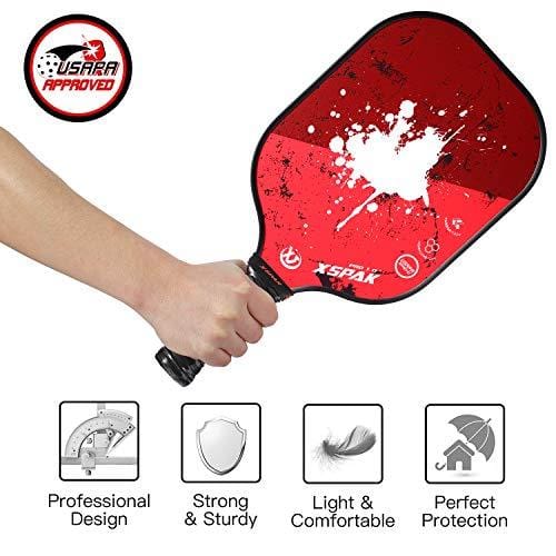 XS XSPAK Graphite Pickleball Paddle Set, Lightweight Graphite Honeycomb Composite Core Paddles Sets of 2 Including Racket Bag and 4 Balls, USAPA Approved