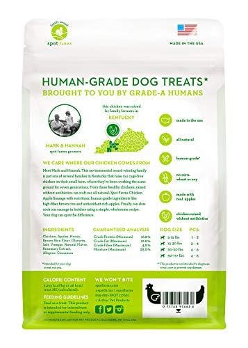 Spot Farms All Natural Human Grade Dog Treats, Chicken Apple Sausage, 12.5 Ounce