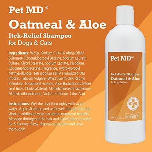 Pet MD - Oatmeal Dog Shampoo Cats and Dogs for Itch Relief and Moisturizer for Dry Skin and Coat - 16 Oz