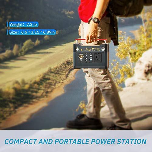 ROCKPALS 300W Portable Generator Lithium Portable Power Station, 280Wh CPAP Backup Battery Pack UPS Power Supply 110V AC Outlet, QC3.0 USB, 12V/24V DC, LED Flashlight for Camping, Home, Emergency