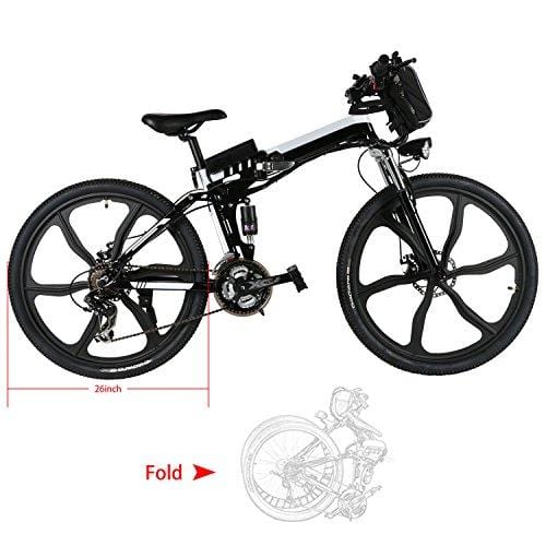 Kemanner 26 inch Electric Mountain Bike 21 Speed 36V 8A Lithium Battery Electric Bicycle for Adult (Black.-(Fold-Upgrade))