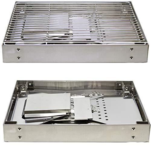 Portable Charcoal Grill for Camping Cooking with Carry Bag Small BBQ Pit Stainless Steel Mini Folding Grilling Stove for Travel, Picnic, RV, Fishing, Hunting or Job Site