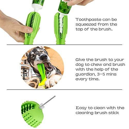 YOMERTO Dog Toothbrush 2019 Upgraded Version Dog Chew Toy Tooth Cleaner Dog Teeth Brushing Stick 100% Natural Rubber Doggy Puppy Oral Dental Care
