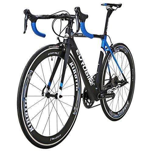 Eurobike EUR900 50CM Carbon Frame Road Bike 18 Speed 700C Racing Bicycle Black-Blue 60