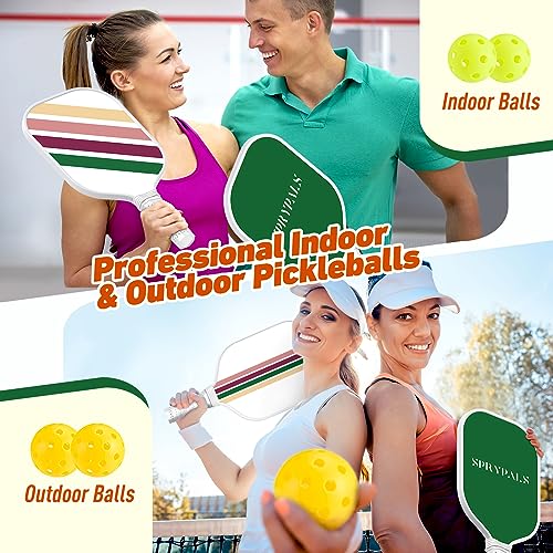 Sprypals Pickleball Bag Pickleball Backpack for Women Men,USAPA Approved Fiberglass Pickleball Paddles Set of 2 with 4 Pickleballs,Premium PickleBall Tote Bag Cute Pickleball Bags for Ladies