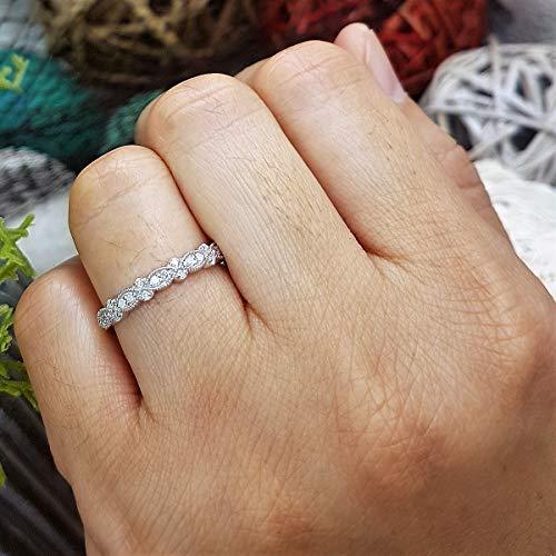 Dazzlingrock Collection 0.15 Carat (ctw) Sterling Silver Round White Diamond Ladies Anniversary Wedding Band, Size 8