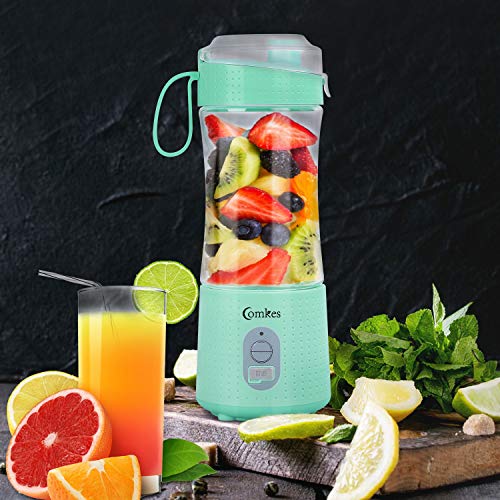 Portable Blender, Comkes Personal Size Blenders Smoothies and Shakes, Handheld Fruit Mixer Machine USB Rchargeable Juicer Cup, Ice Blender Mixer Home/Office/Sports/Travel/Outdoors