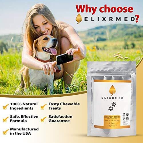 ElixrMED Organic Hemp Oil Treats for Dogs and Cats - Full Spectrum Hemp Oil Nuggets for The Relief of Anxiety, Inflammation, Painful Joints, and Overall Wellness for Your Dogs and Cats