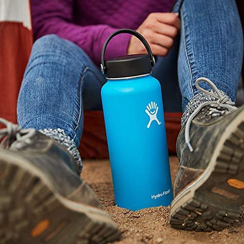 Hydro Flask Wide Mouth Stainless Steel Sports Water Bottle Matching BPA Free Flex Cap and Soft Silicone Flex Boot (Mint)
