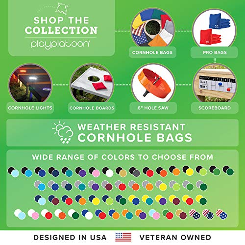 Play Platoon Premium Weather Resistant Duck Cloth Cornhole Bags - Set of 8 Bean Bags for Corn Hole Game - 4 Red & 4 Black.