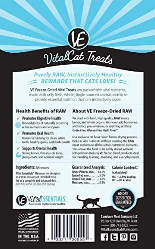 Vital Cat Freeze-Dried Minnows Grain Free Limited Ingredient Cat Treats, .5 Oz Resealable Bag