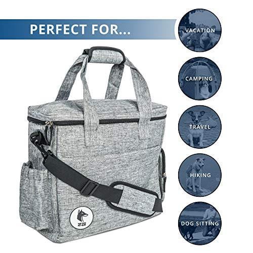 Top Dog Travel Bag - Airline Approved Travel Set for Dogs Stores All Your Dog Accessories - Includes Travel Bag, 2X Food Storage Containers and 2X Collapsible Dog Bowls.