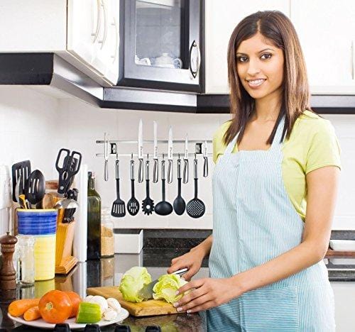 Magnetic Knife Strip 18 Inch - Best Kitchen Magnetic Knife Holder - Wall Knife Magnet - Magnetic Knife Rack Bar With 6 Hooks in Gift Box - 5 Years Guarantee