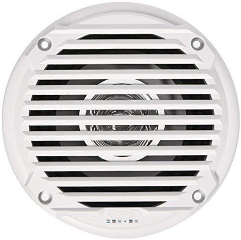 Jensen MS5006WR Dual Cone Waterproof 5.25" Speakers, White, 30 Watts Max Power Handling, Sensitivity 86dB, Frequency Response 79Hz-20kHz, Nominal Impedance 4 Ohms, 1-1/2" Mounting Depth