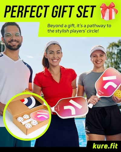 kure.fit Pickleball Paddle Set, USAPA Approved, 4 Balls, Training Pad, Practice Tutorial Video, Lightweight, Easy Grip, Non-Sticky, Fiberglass Surface, 16MM Thickness, Racket for Beginner, Women, Men