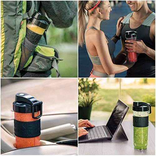 Smoothie Blender 300W Personal Blender with 20 oz Portable Sports Bottle, 2-in-1 System Portable Blender with 4 Sharp Blades for Smoothie and Shakes, Includes Grinder Cup, Travel Lid